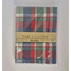 New World Market Plaid Red Green Blue Table Cloth 54 Inch Square